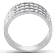 1 Ct TDW Three Row Channel Set Diamond Wedding Ring 10k White Gold Band