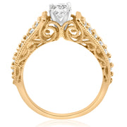 5/8ct Vintage Diamond Engagement Ring 14K Yellow Gold Filigree Deco Solitaire