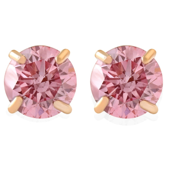 VS 1/2Ct Pink Lab Grown Diamond Screw Back Studs Earrings 14K Yellow Gold