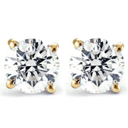 2Ct TW Round Cut Natural Diamond Studs With Screw Backs 14k Yellow Gold Enhanced