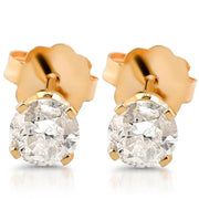 1/4ct Round Cut Diamond Studs Earrings 14K Yellow Gold